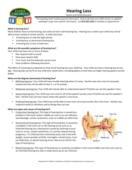 Hearing Loss Patient and Family Education