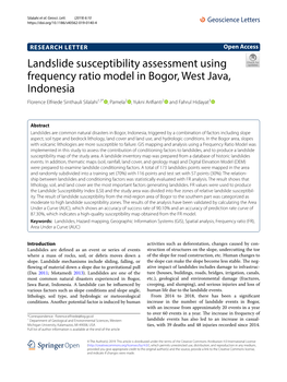 Landslide Susceptibility Assessment Using Frequency Ratio Model In