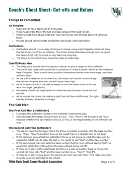 Coach's Cheat Sheet: Cut-Offs and Relays