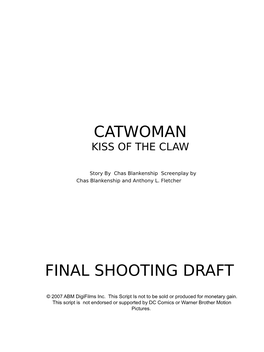 Catwoman Final Shooting Draft