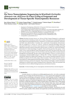 De Novo Transcriptome Sequencing in Kiwifruit (Actinidia Chinensis Var