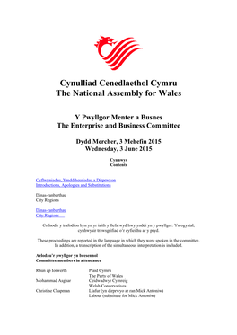 Cynulliad Cenedlaethol Cymru the National Assembly for Wales