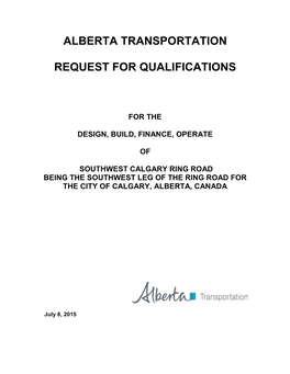 Alberta Transportation Request for Qualifications