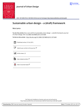 Sustainable Urban Design – a (Draft) Framework