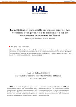 La Médiatisation Du Football : Un Jeu Sous Contrôle