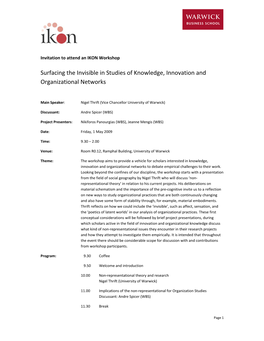 Surfacing the Invisible in Studies of Knowledge, Innovation and Organizational Networks