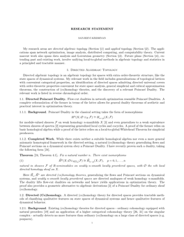 RESEARCH STATEMENT My Research Areas Are