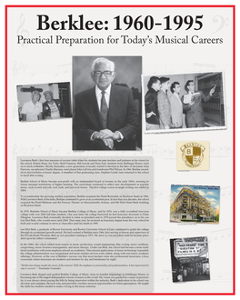 Berklee: 1960-1995 Practical Preparation for Today’S Musical Careers