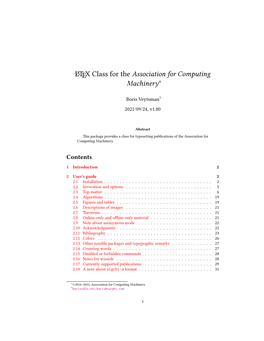 LATEX Class for the Association for Computing Machinery∗