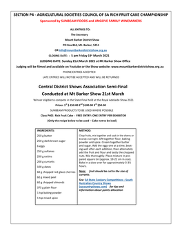 Central District Shows Association Semi-Final Conducted at Mt Barker Show 21St March