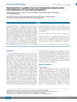 Characterization of a Pediatric T-Cell Acute Lymphoblastic Leukemia Patient with Simultaneous LYL1 and LMO2 Rearrangements