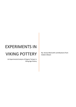 Experiments in Viking Pottery