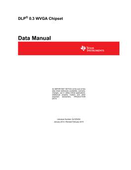 DLP 0.3 WVGA Chipset Data Sheet