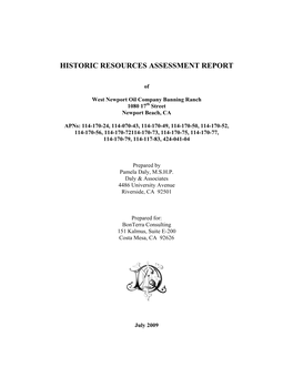 Historic Resources Assessment Report