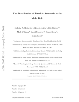 The Distribution of Basaltic Asteroids in the Main Belt