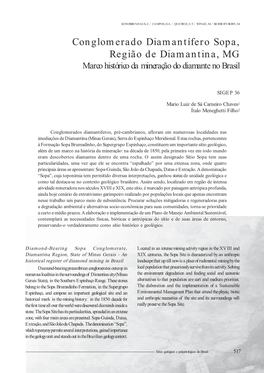 Conglomerado Diamantífero Sopa, Região De Diamantina, MG Marco Histórico Da Mineração Do Diamante No Brasil