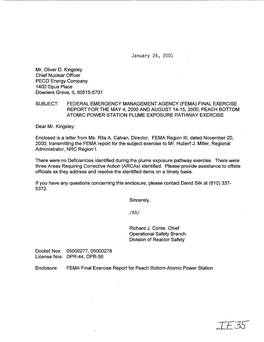 Fema) Final Exercise Report for the May 4, 2000 and August 14-15, 2000, Peach Bottom Atomic Power Station Plume Exposure Pathway Exercise