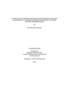 An Analysis of Diverse Gentrification Processes and Their Relationship to Historic Preservation Activity in Three Chicago Neighborhoods