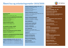 Åbent Hus Og Orienteringsmøder 2019/2020