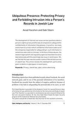 Protecting Privacy and Forbidding Intrusion Into a Person's