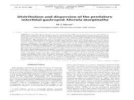 Distribution and Dispersion of the Predatory Intertidal Gastropod Morula Marginalba