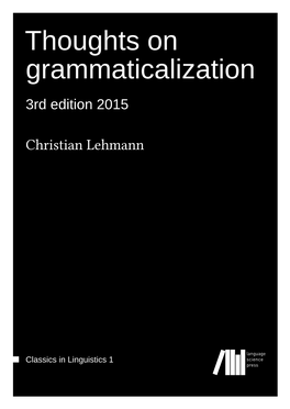 Thoughts on Grammaticalization 3Rd Edition 2015