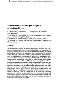 Environmental Planning in Magnesia Prefecture, Greece