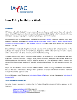 How Entry Inhibitors Work