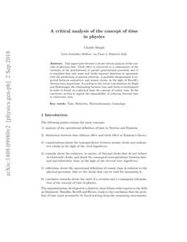 A Critical Analysis of the Concept of Time in Physics