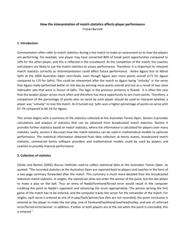 How the Interpretation of Tennis Match Statistics Affects Player Performance