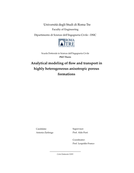 Analytical Modeling of Flow and Transport in Highly