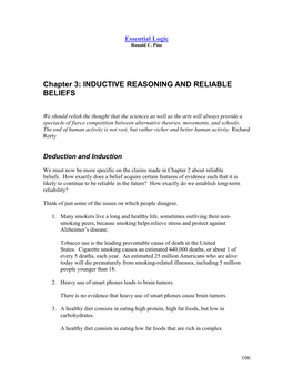 Chapter 3: INDUCTIVE REASONING and RELIABLE BELIEFS