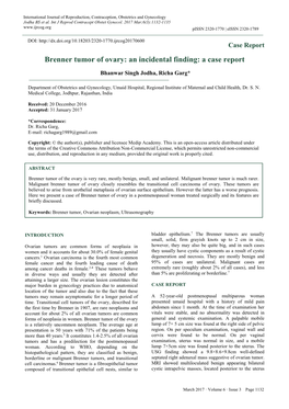 Brenner Tumor of Ovary: an Incidental Finding: a Case Report