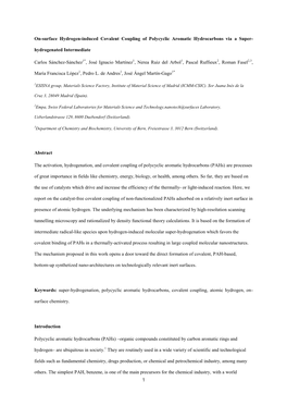 1 On-Surface Hydrogen-Induced Covalent Coupling of Polycyclic