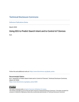 Using EEG to Predict Search Intent and to Control Iot Devices