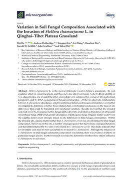 Variation in Soil Fungal Composition Associated with the Invasion of Stellera Chamaejasme L