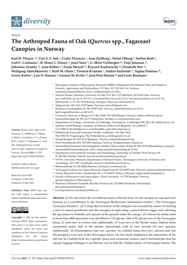 The Arthropod Fauna of Oak (Quercus Spp., Fagaceae) Canopies in Norway