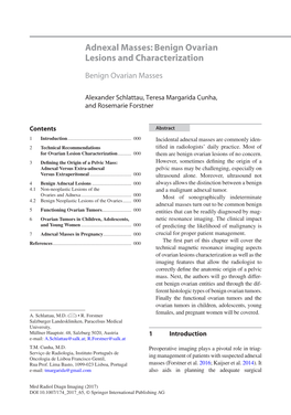 Adnexal Masses: Benign Ovarian Lesions and Characterization