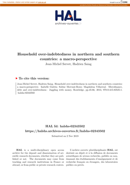 Household Over-Indebtedness in Northern and Southern Countries: a Macro-Perspective Jean-Michel Servet, Hadrien Saiag