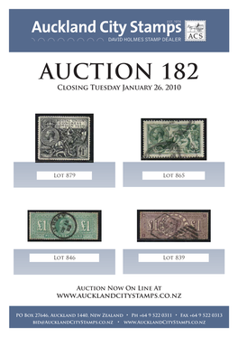 AUCTION 182 Closing Tuesday January 26, 2010