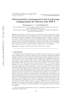 Characteristics of Proposed 3 and 4 Telescope Configurations for Darwin