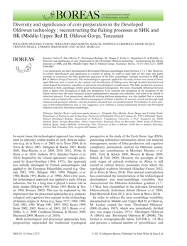 Reconstructing the Flaking Processes at SHK and BK (Middle-Upper Bed II, Olduvai Gorge, Tanzania)