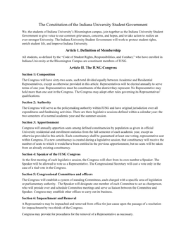 The Constitution of the Indiana University Student Government