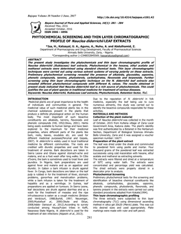 PROFILE of Nauclea Diderrichii LEAF EXTRACTS