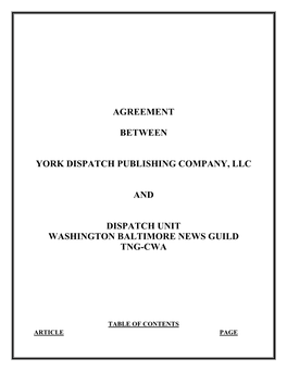 Agreement Between York Dispatch Publishing