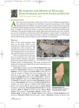 BUTTERFLIES and MOTHS of HUNGARY: SOME FAMILIAR and LESS FAMILIAR SPECIES by Rob De Jong & Szabolcs Safián