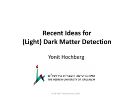 (Light) Dark Matter Detection