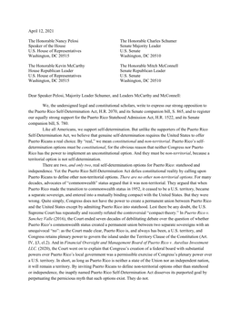 Letter from Legal and Constitutional Scholars Supporting Puerto Rico