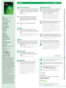 Contents Editorial Commentaries Cognition Migraine Neuromuscular Neurogenetics Neurodegeneration