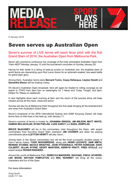 Seven Serves up Australian Open